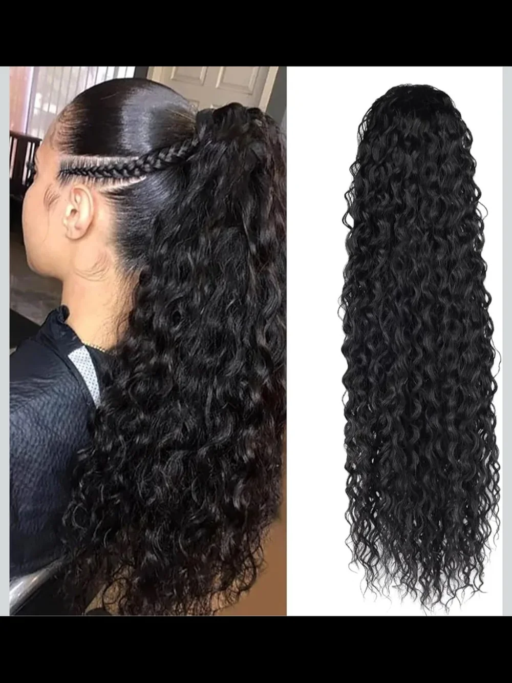 Black Long Curly High Ponytail Hair Extension - Women Hair
